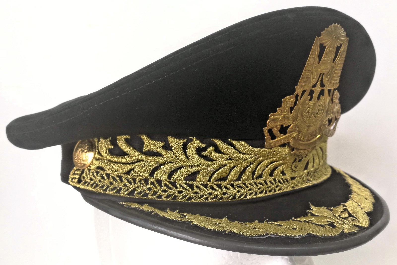 Cambodia Army General Officer Visor Hat Black Dress Uniform Cap RCAF Military 56