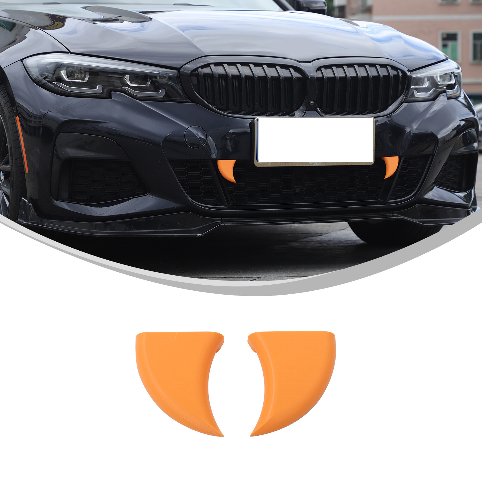 ABS Front Grille Orange Fang Garnish Trim Cover Fit For BMW 3 Series 2020-2022