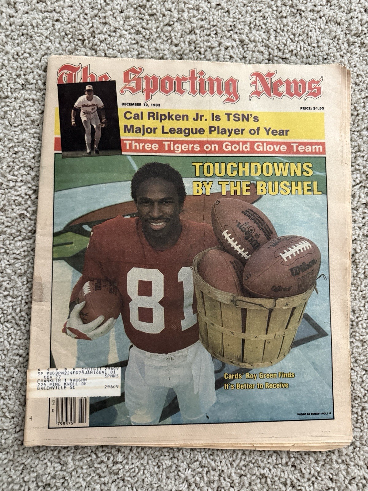The Sporting News Paper December 1983 Cardinals Roy Green Cal Ripken