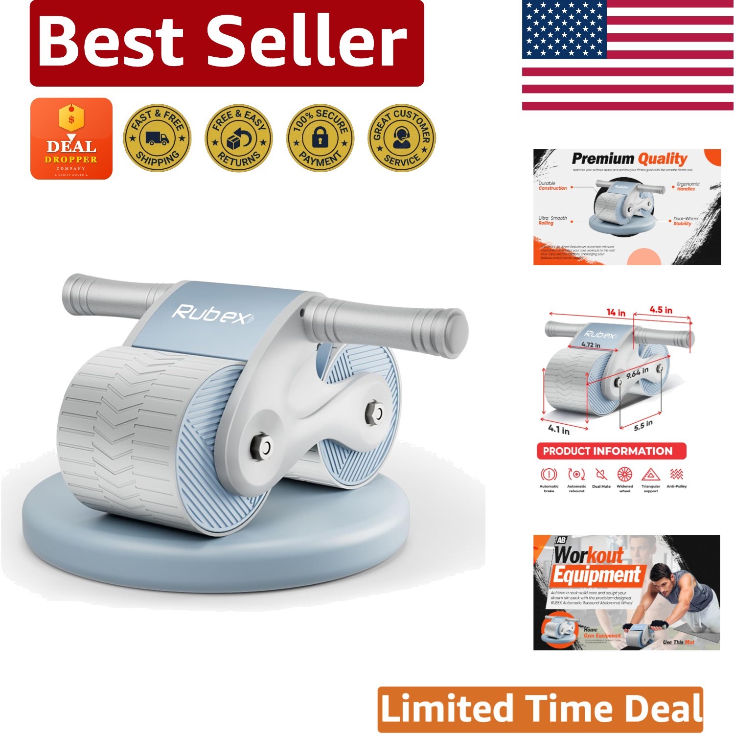 Rebound Ab Roller Wheel for Core Strength - Compact Home Gym Equipment