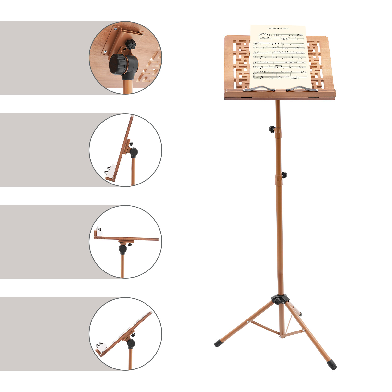 Music Stand Foldable Tripod Base Portable Sheet Music Stand Adjustable Height