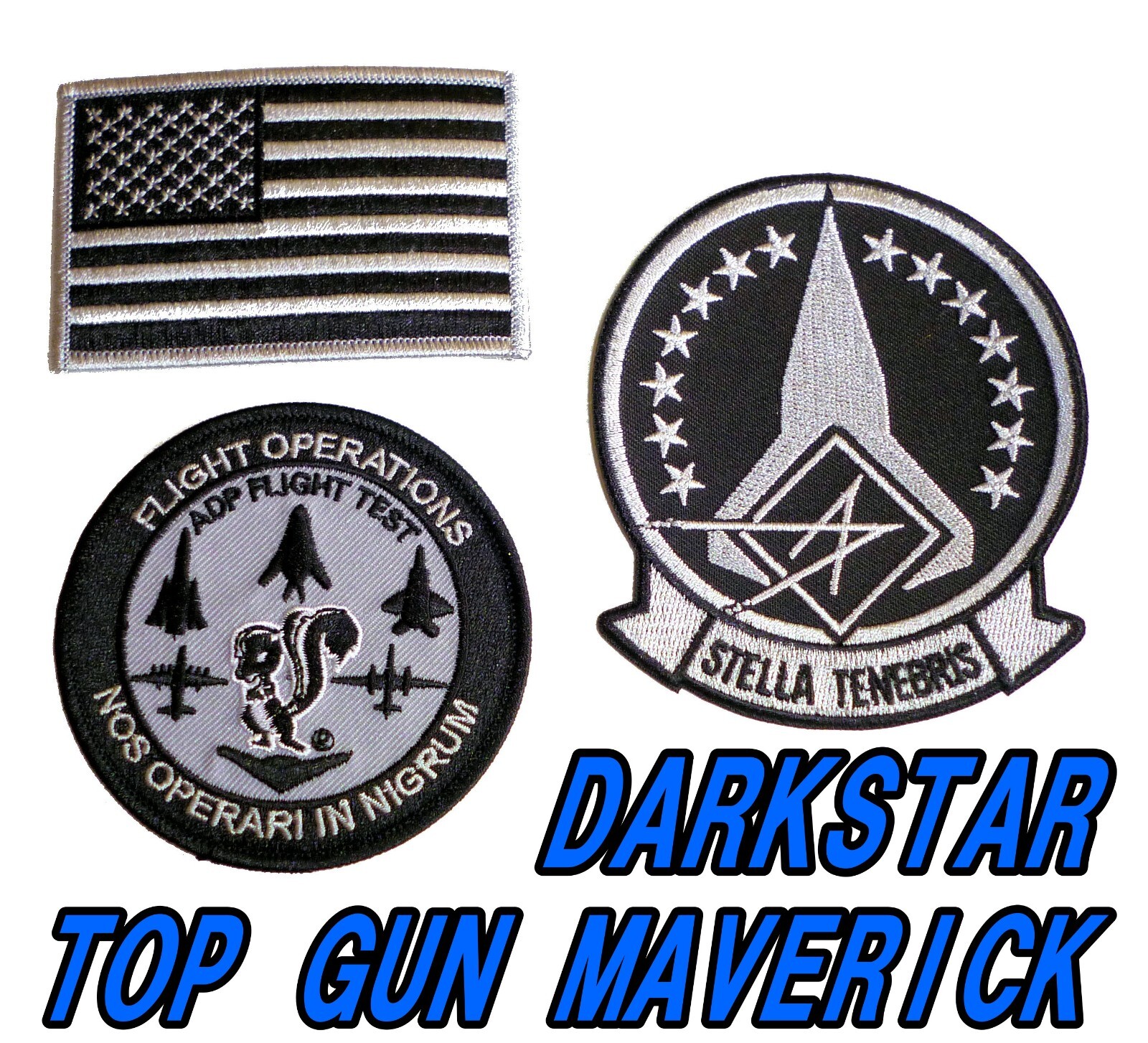 TOP GUN MAVERICK Movie DARKSTAR SQUADRON Embroidered Patch New 3pc Set