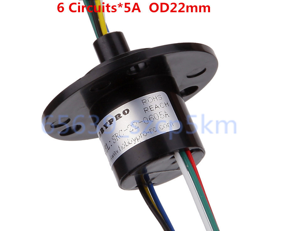 6 Wires 5A 22mm Dia, 500RPM Collector Ring Wind Turbine Slip Ring