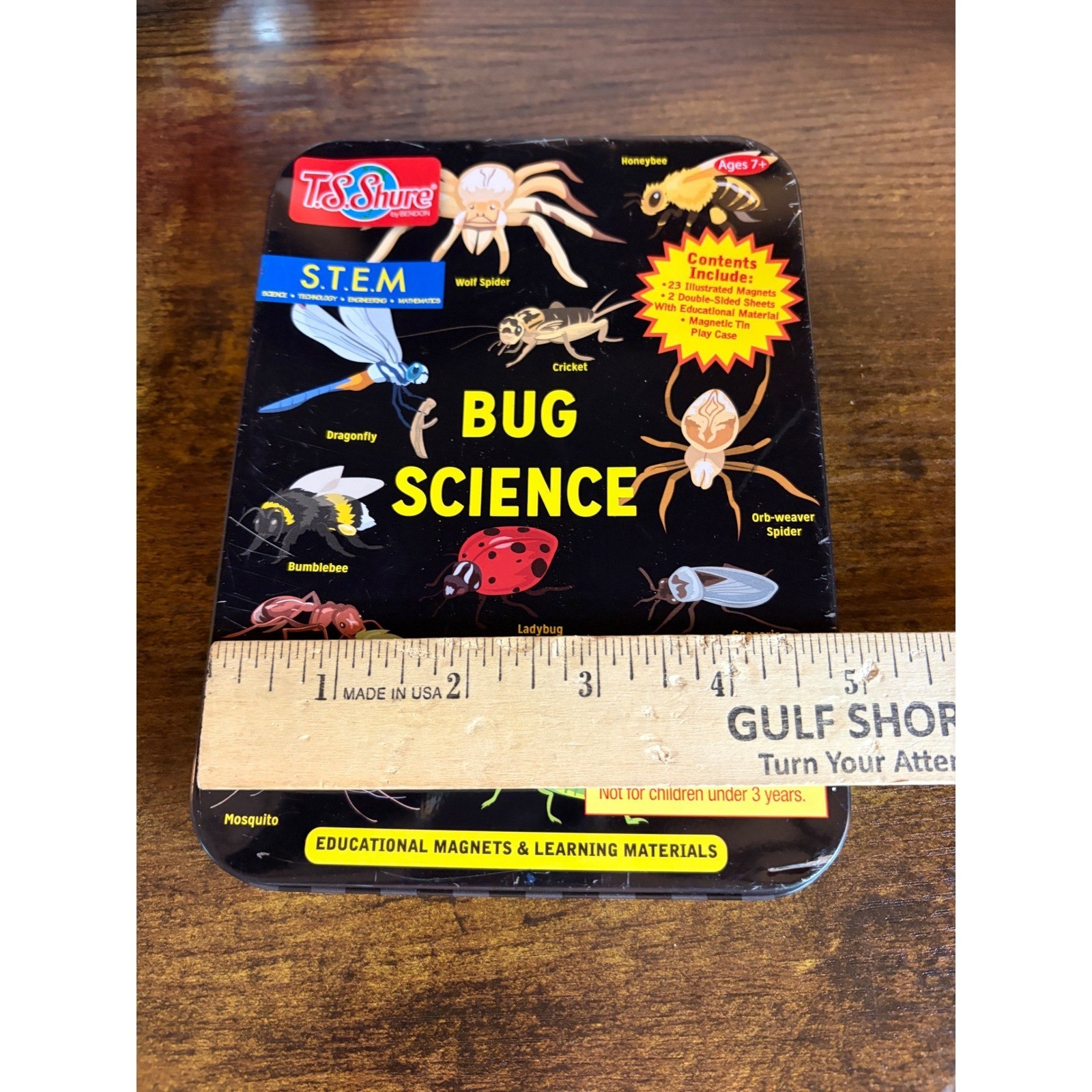 T.S. Shure Bug Science STEM Magnet Set Tin Case 23 Bug Magnets Educational