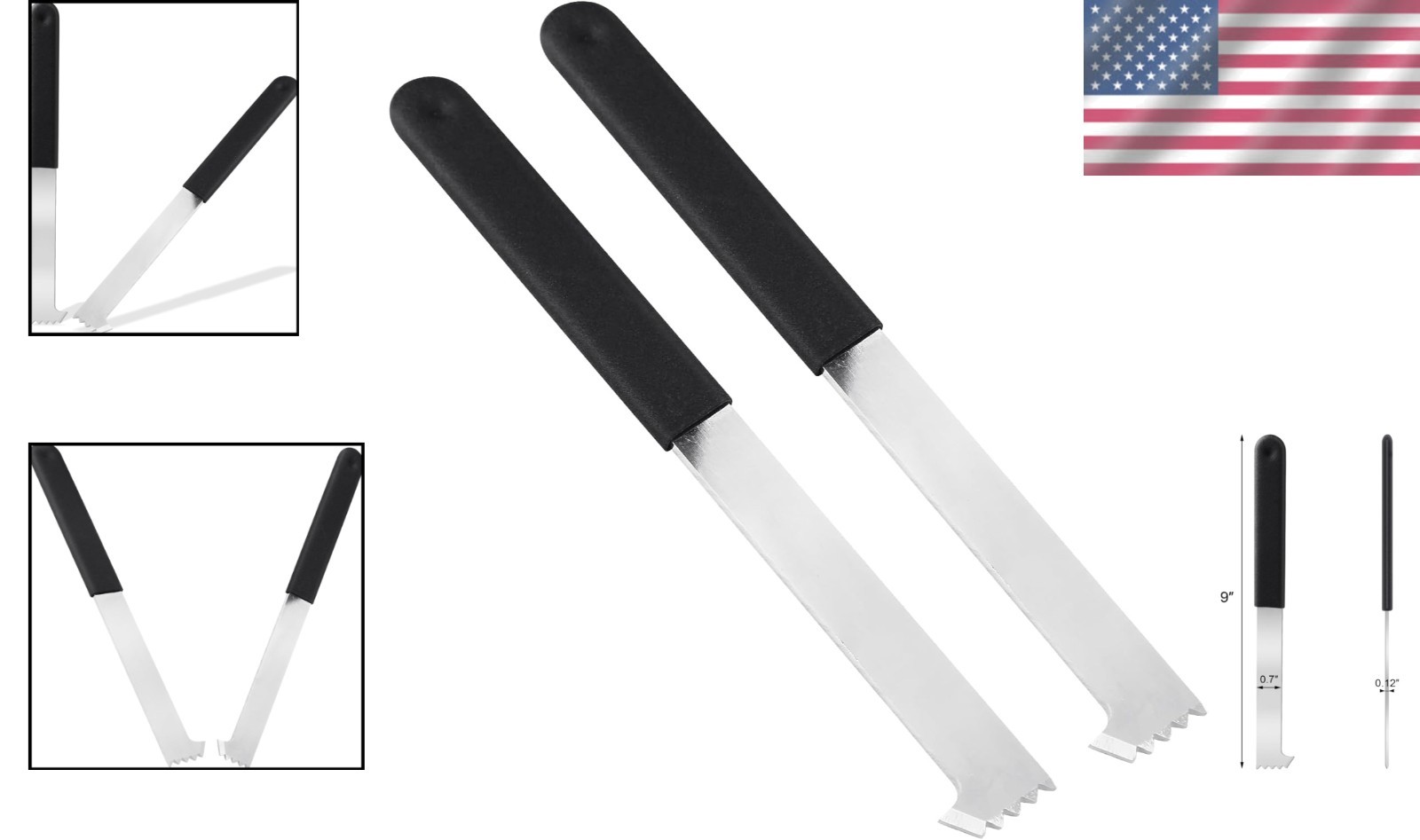 Ergonomic Paver Extractor Tools - 2 Piece Set with Robust Micro-Tooth Scraper
