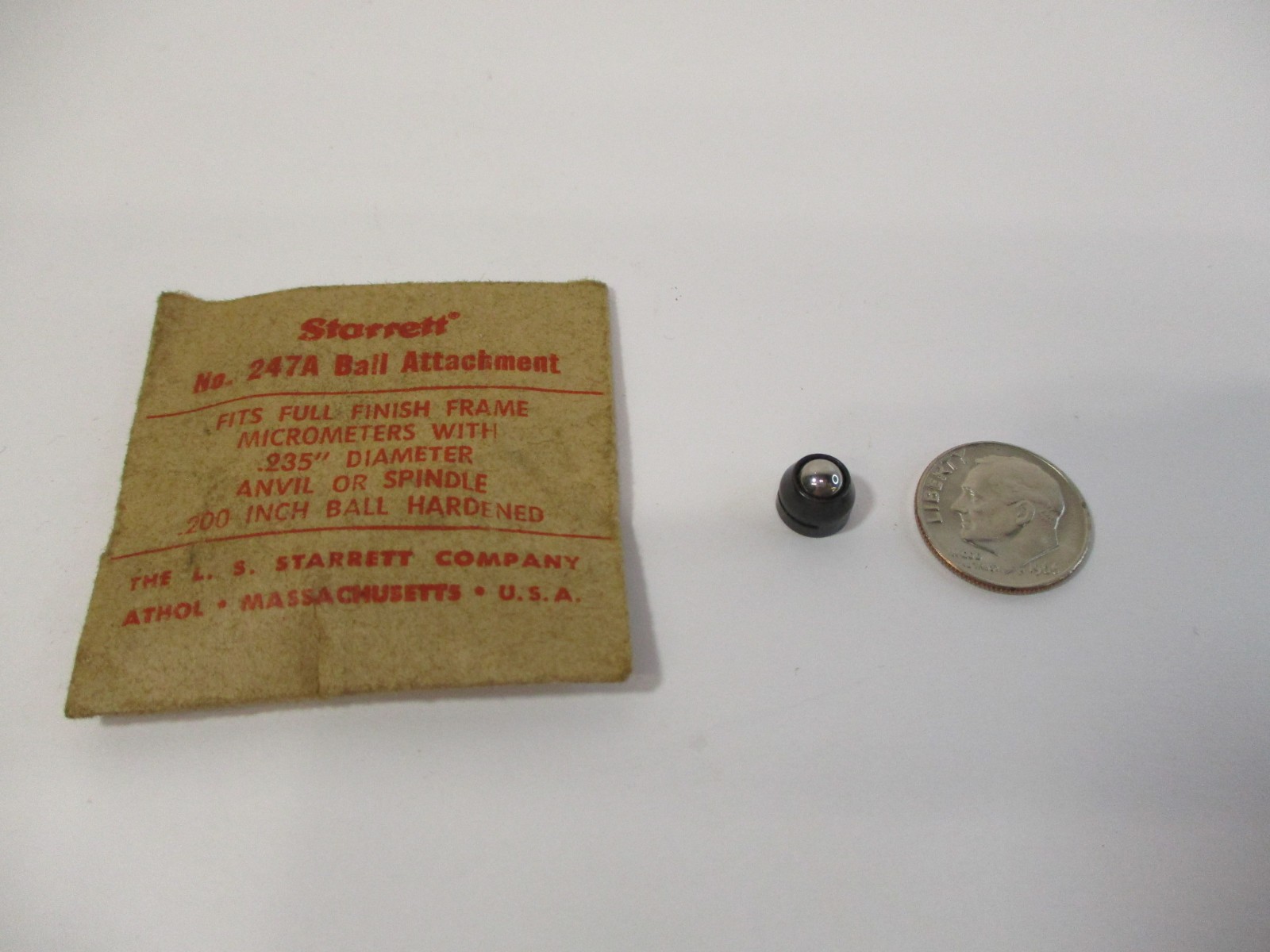 STARRETT # 247 A Micrometer Ball Tip Attachment .200" Fits .235" Anvil Spindle