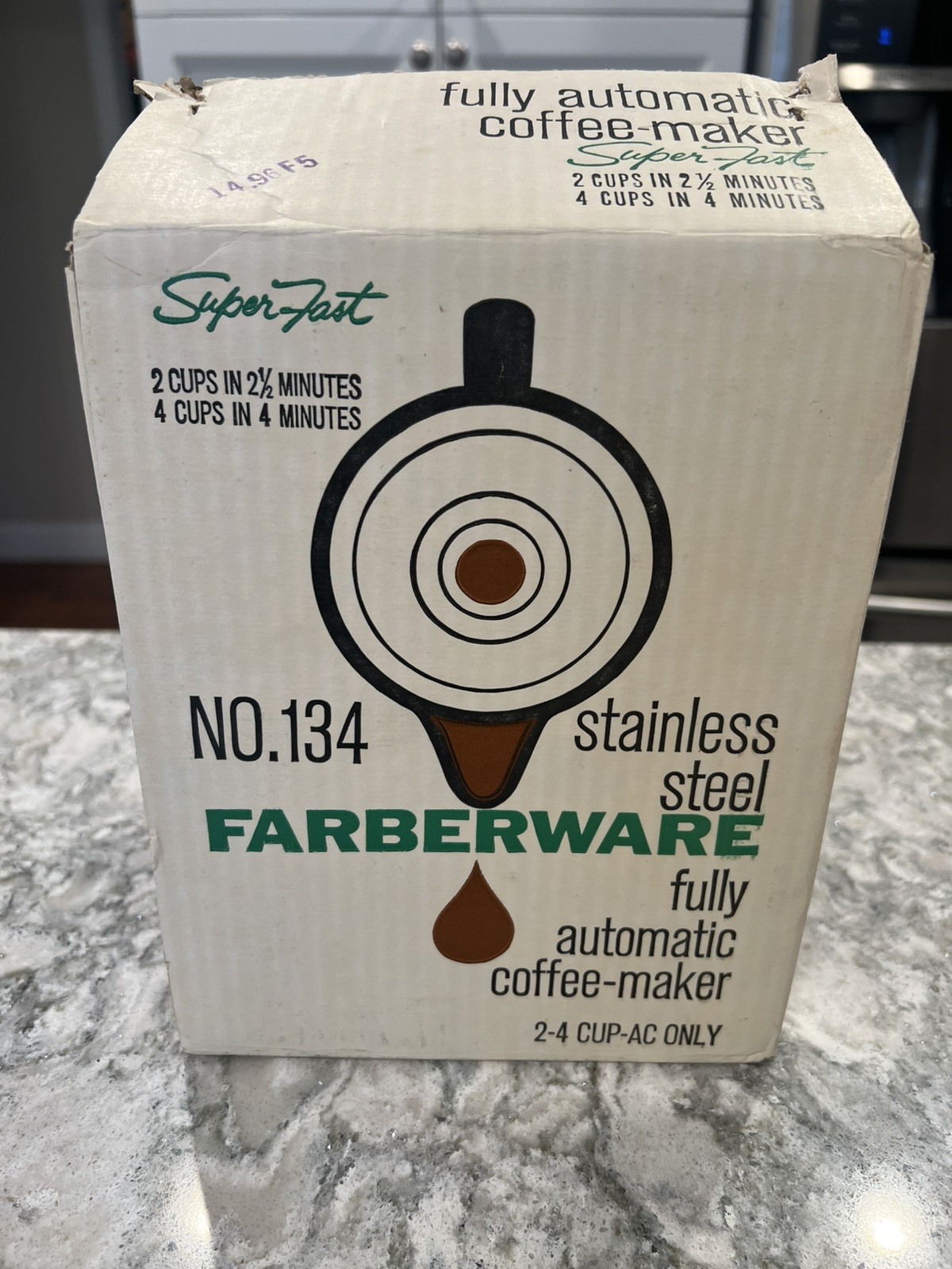 Original 1965 Farberware Superfast  Stainless Steel Coffee Maker 134  New/ box