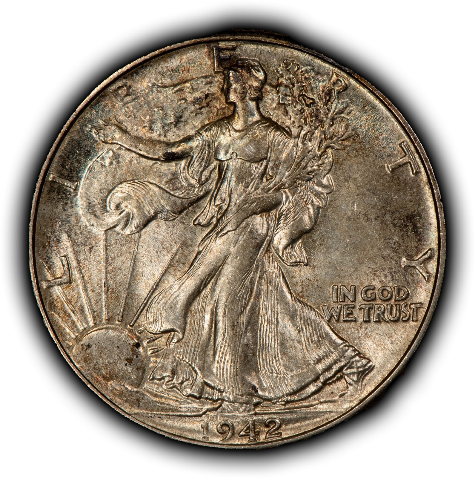 1942 50c Walking Liberty Silver Half Dollar - Luster - Original Toning - H3932