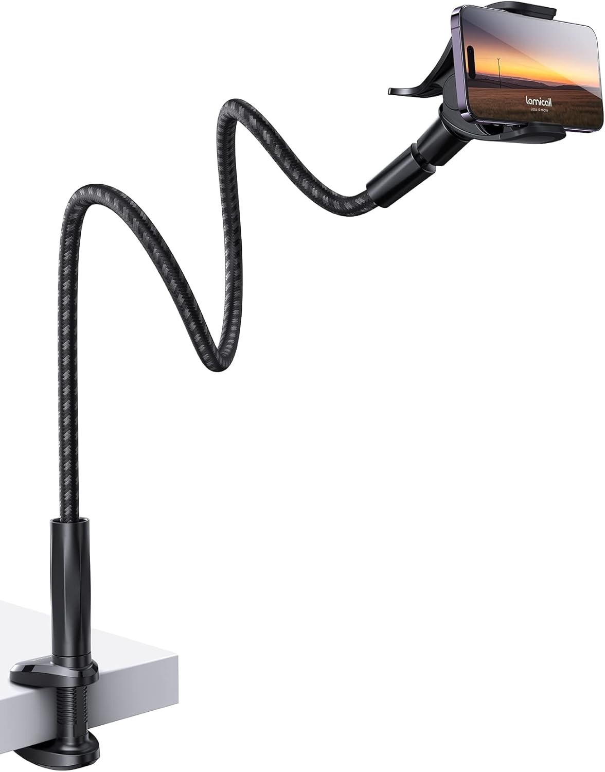 Lamicall Gooseneck Phone Holder Bed - [Nylon Braided] Flexible Arm, 38inch Overa