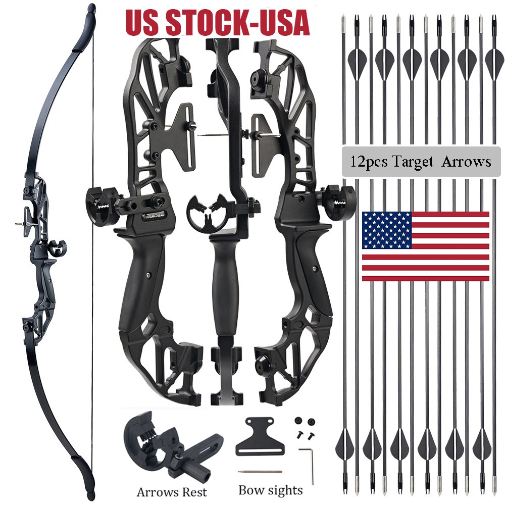 53" Archery Takedown Recurve Bow & Bow Sight Arrow Rest for Right Hand Beginner
