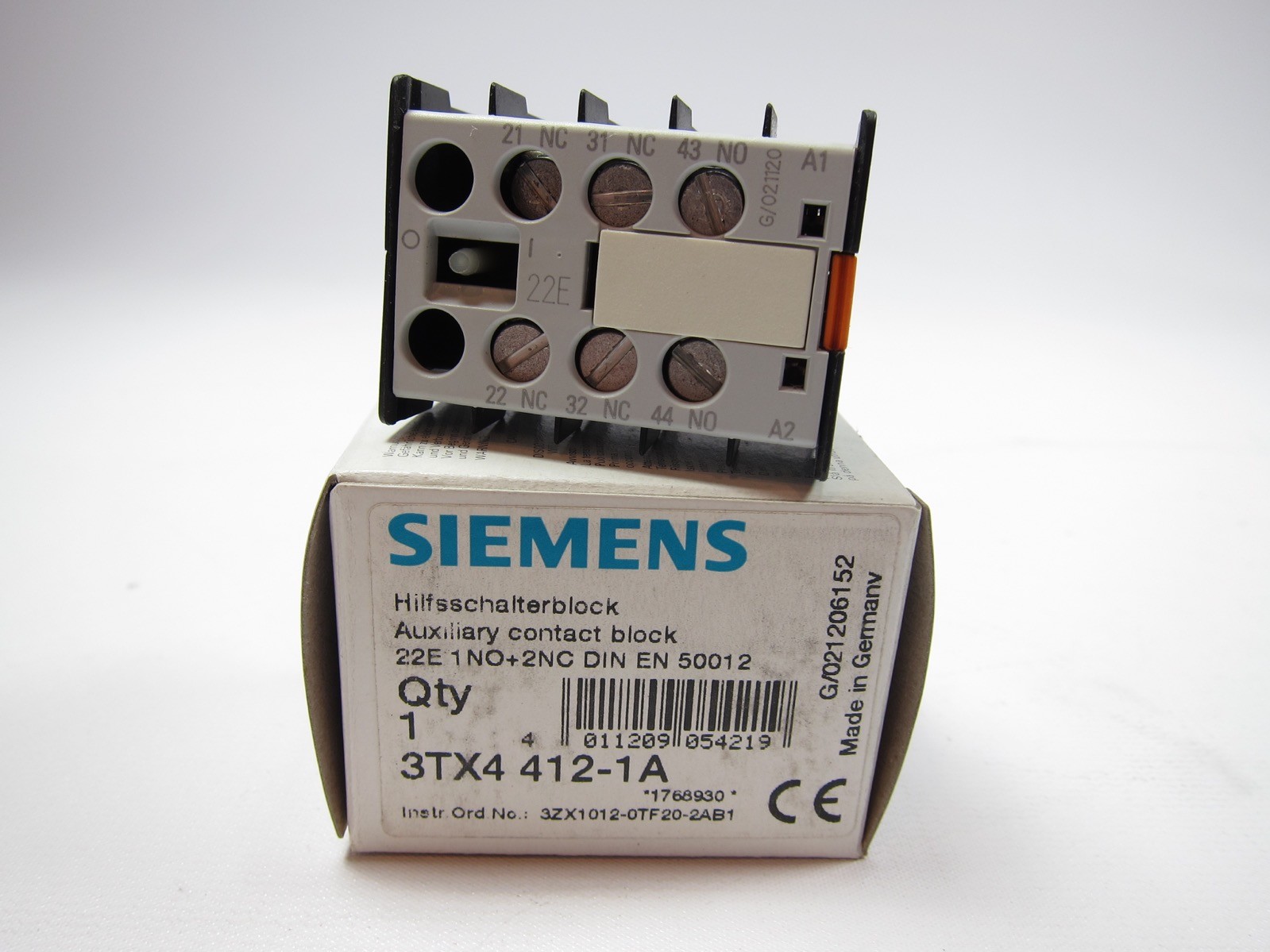 New Siemens 3TX4 412-1A Auxiliary Contact Block 22E 1NO+2NC