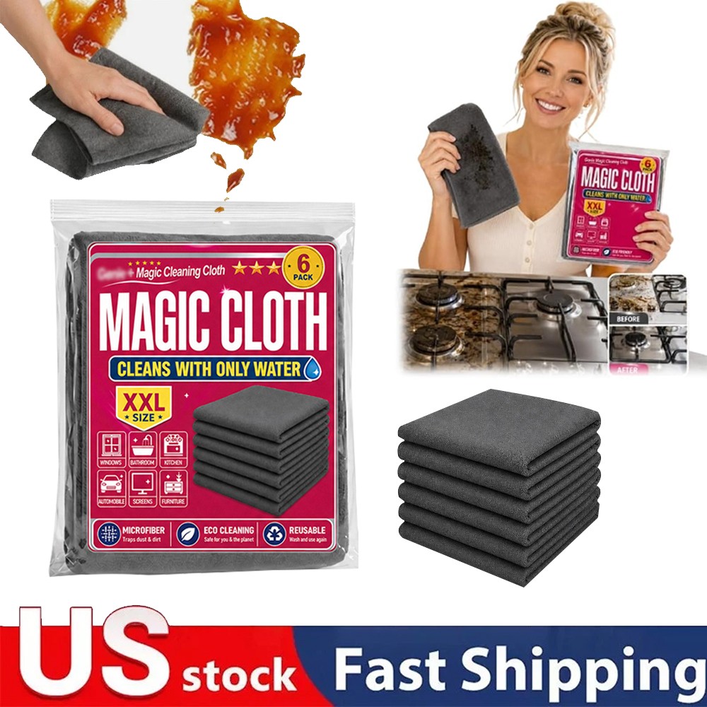 6Pack,Genie Magic Cleaning Cloth Microfiber Cleaning Cloths ,Reusable New