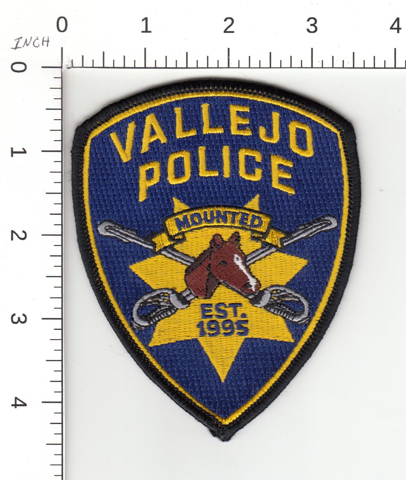 MOUNTED -- VALLEJO (DIFF HORSE & SWORDS) CALIFORNIA COLLECTIBLE POLICE PATCH