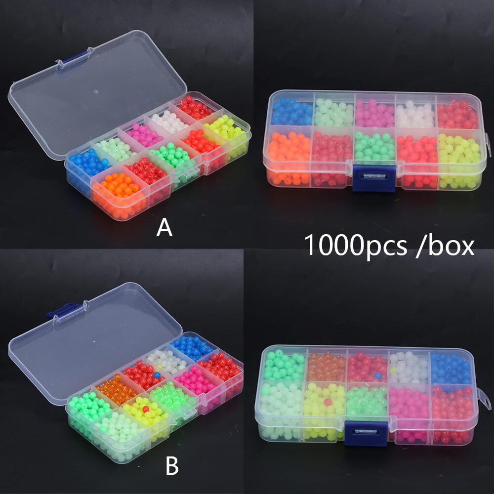 1000Pcs Fishing Beads Luminous Beads PP Fishing Tackle Beads for Night Fishing