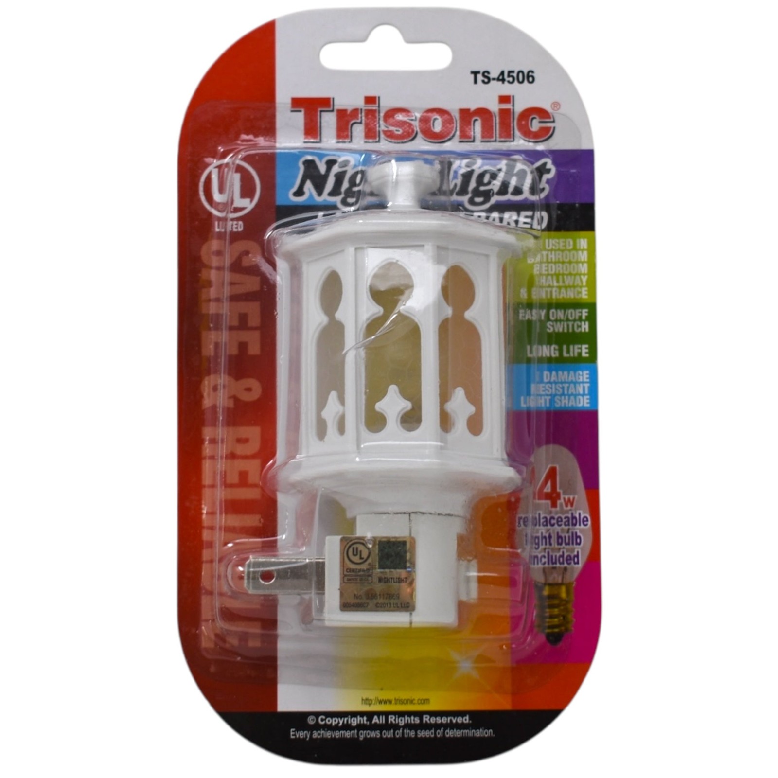 4 Watt White Caboose Night Light (Clear) - On/Off Switch UL Listed