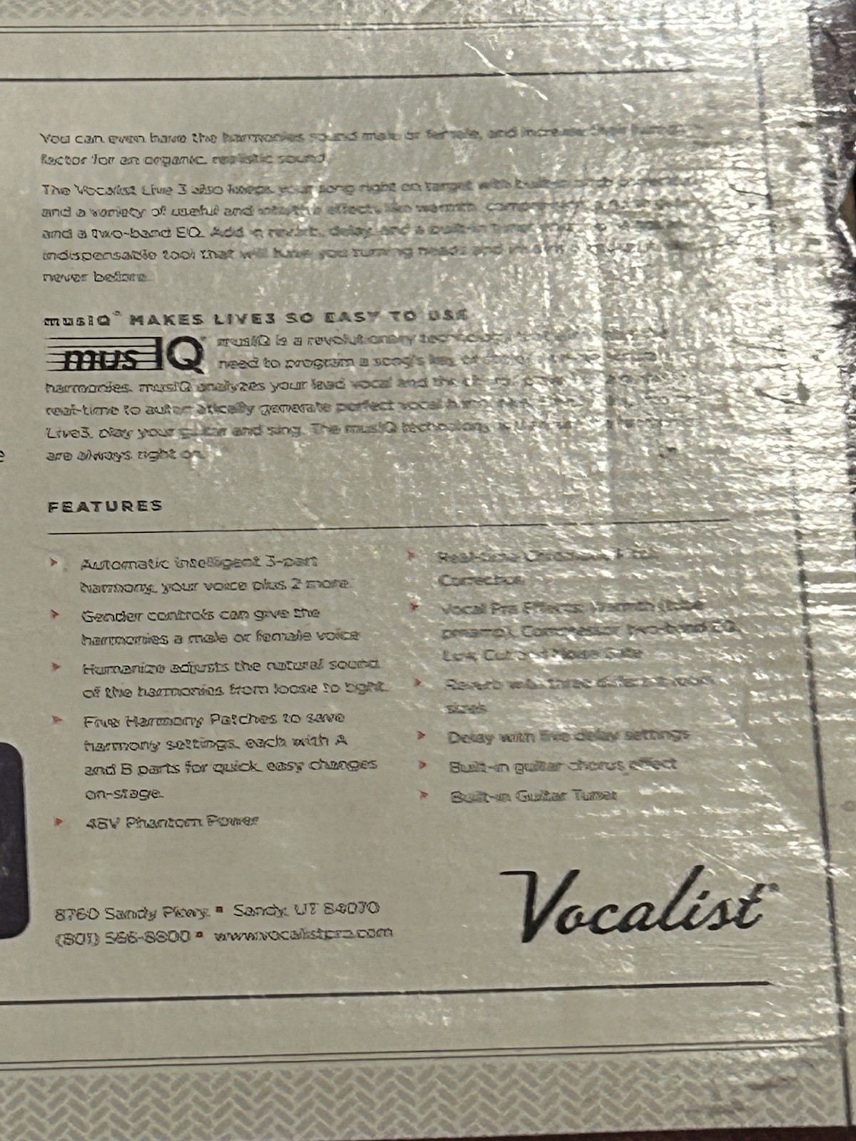 Digitech Vocalist Live 3 Vocal Multi Effects Processor Pedal