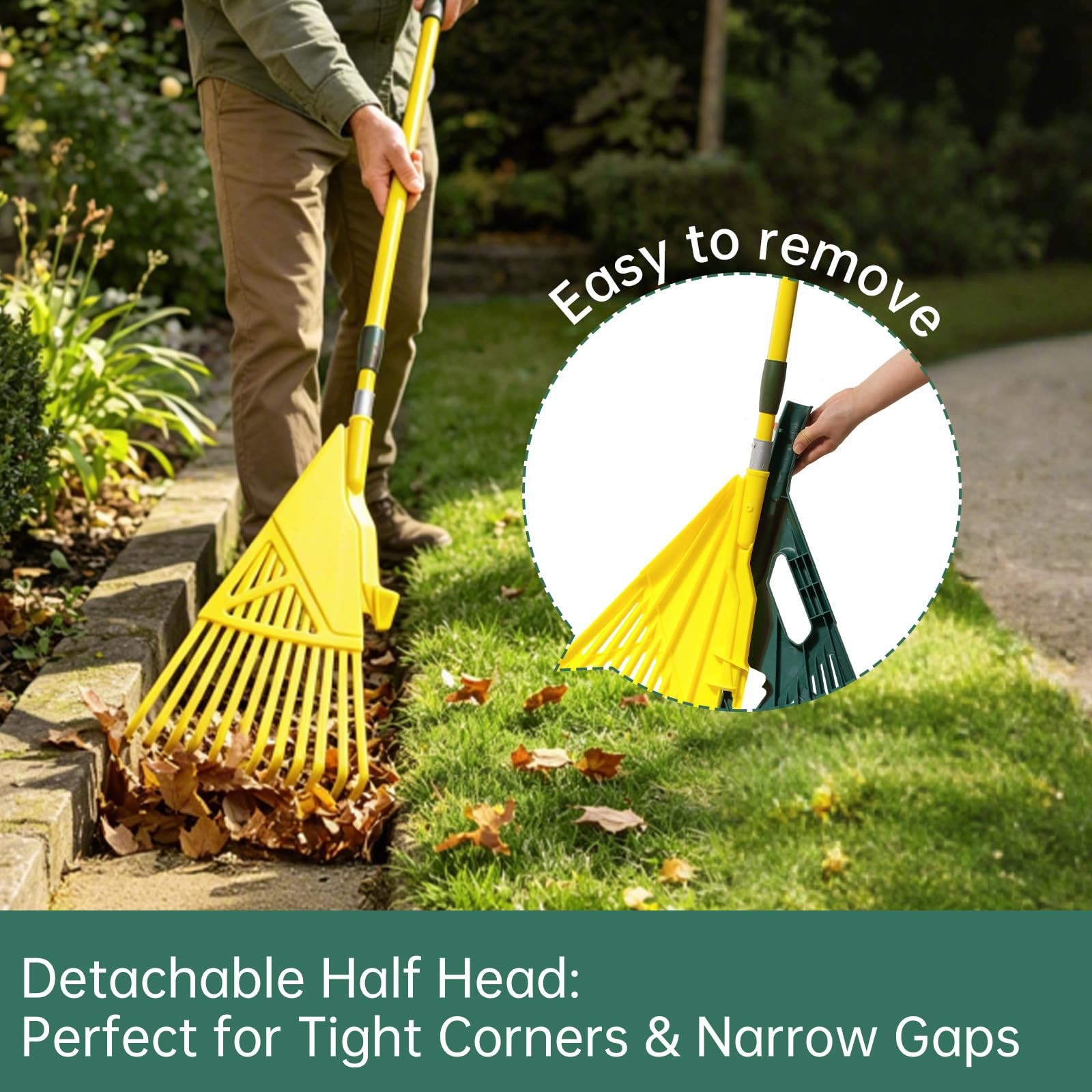 Best YEITSNOW 2-Pack Adjustable Garden Rake 71 Long with 26-inch Wide Poly Leaf
