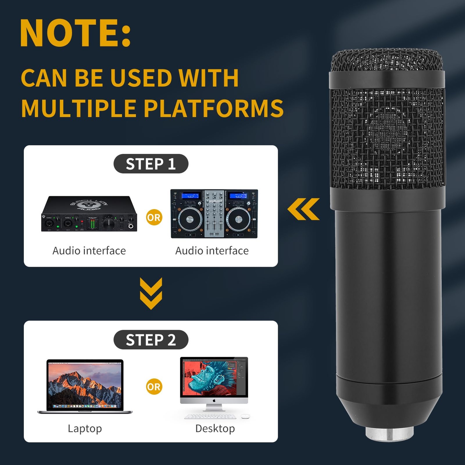 Condenser Microphone,Professional USB Microphone Plug & Play PC Computer Micr...