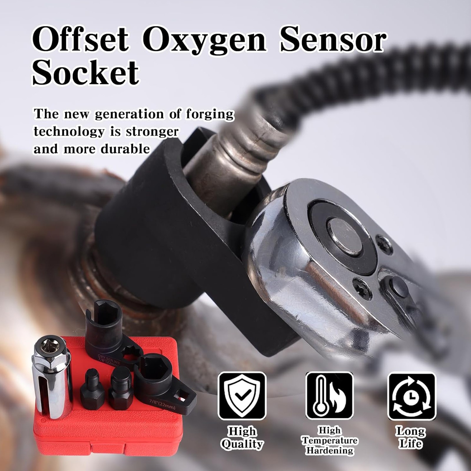 5pcs Oxygen O2 Sensor Socket Remover/Installer Thread Chaser Tool Set Kit 22mm