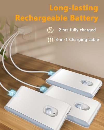 Rechargeable Night Lights, Warm Motion Sensor Night Lights, 8 Pack White