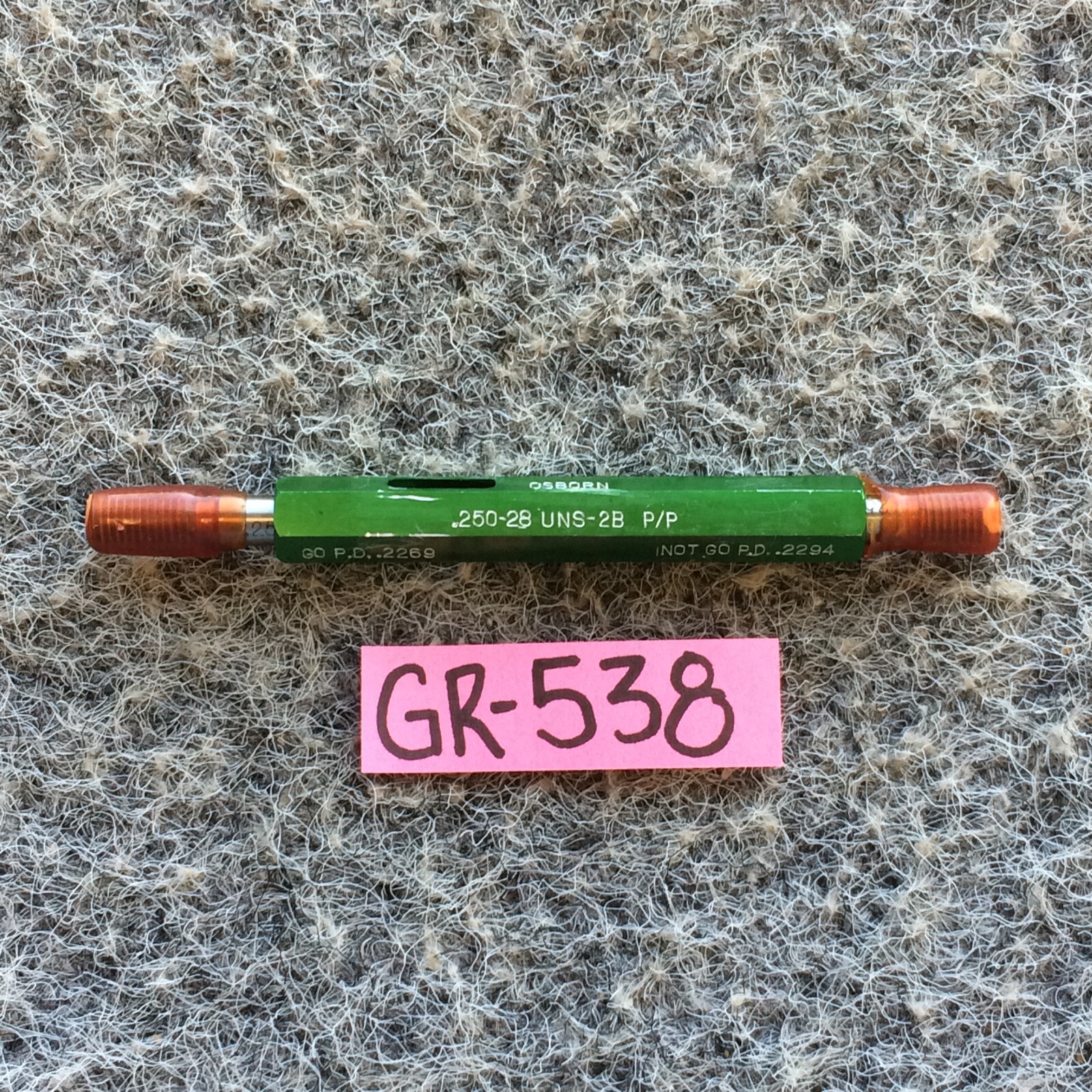 1/4 28 UNS 2B  THREAD PLUG GAGE GO  .2269 / NO GO .2294