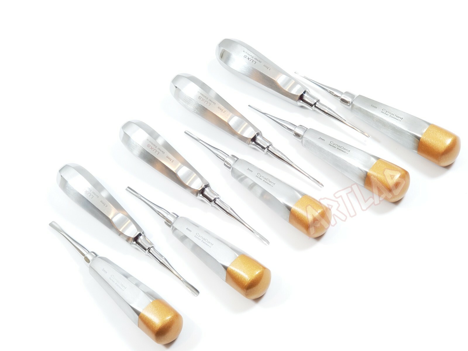 NEW GERMAN 9 PCS STRAIGHT DENTAL SURGERY EXTRACTION LUXATING ELEVATOR (GOLD)