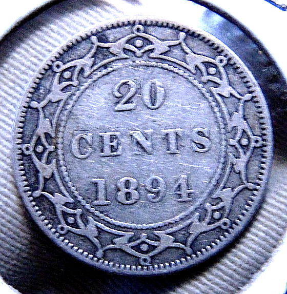NEWFOUNDLAND 1894 twenty 20 cents silver coin in F