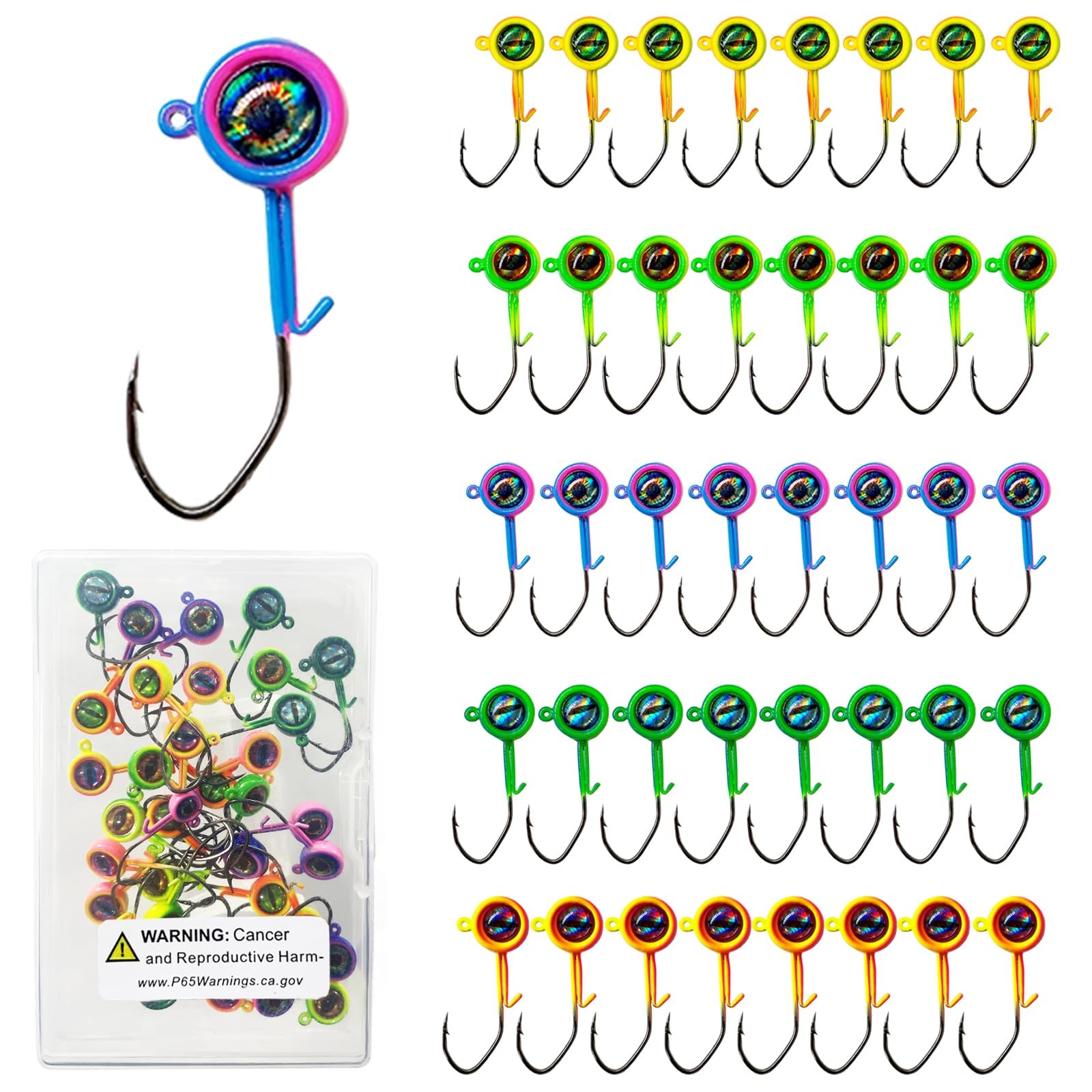 Bombite Crappie Jig Heads, 40packs Fishing Heads Hooks 1/16oz-40packs