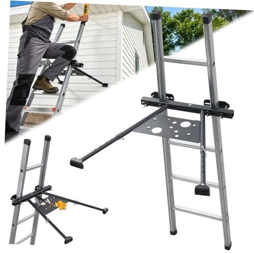 Ladder Stabilizer, Roof Ladder Stabilizer with Adjustable Legs 20.4-29.5" Black