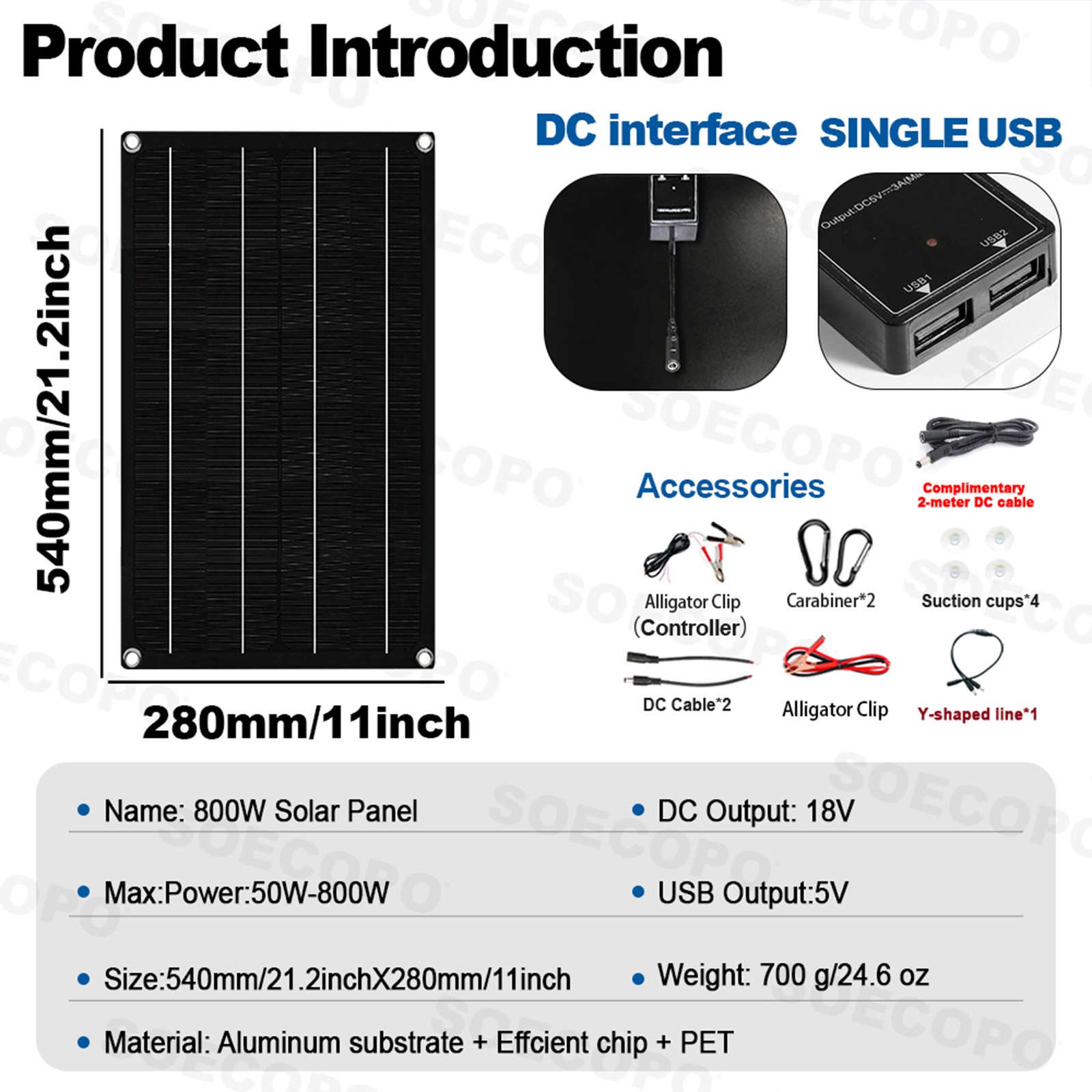1600W Solar Panel Kit - 2 x800W + 100A Controller + Extension Cord Multi-Scene