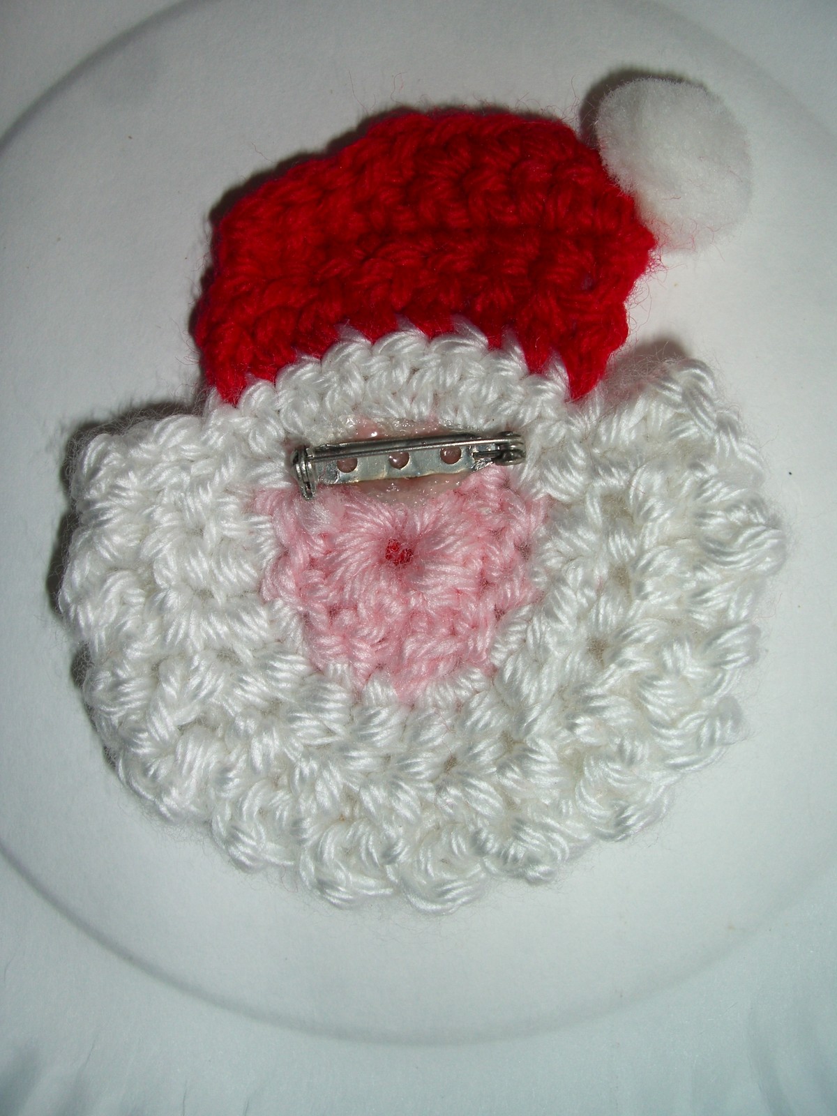 Knitted Santa Pin/Button, 3"w x 3 3/4"h