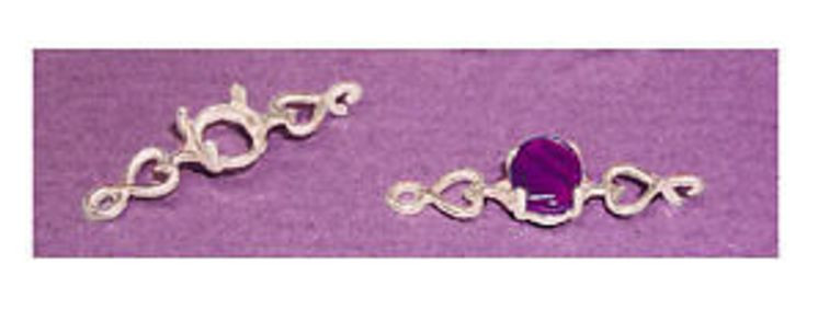 8x6mm Oval Cab Heart Sterling Silver Pre-Notched Bracelet Link Setting