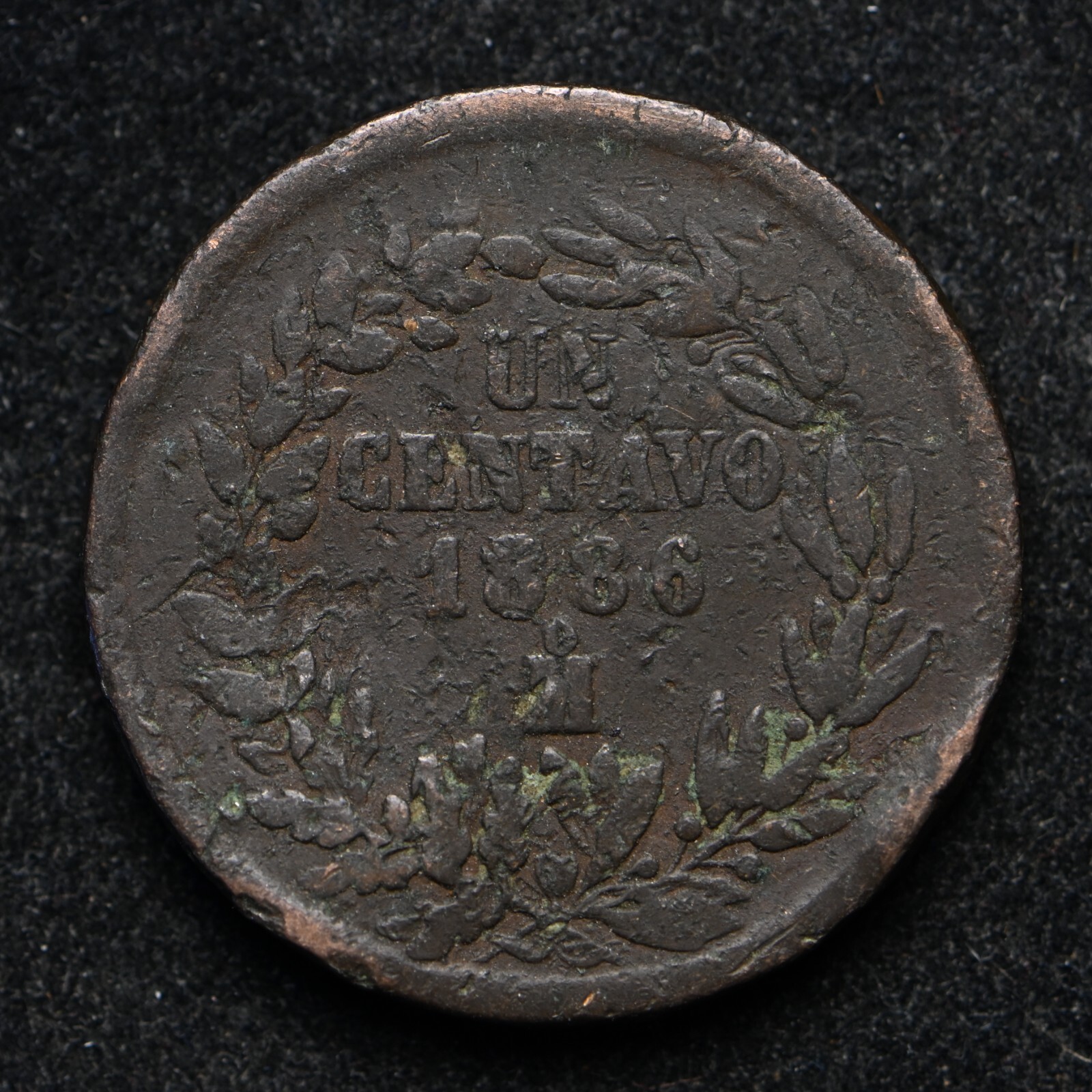 1886-MO Mexico Un Centavo Copper Coin (bb17084)