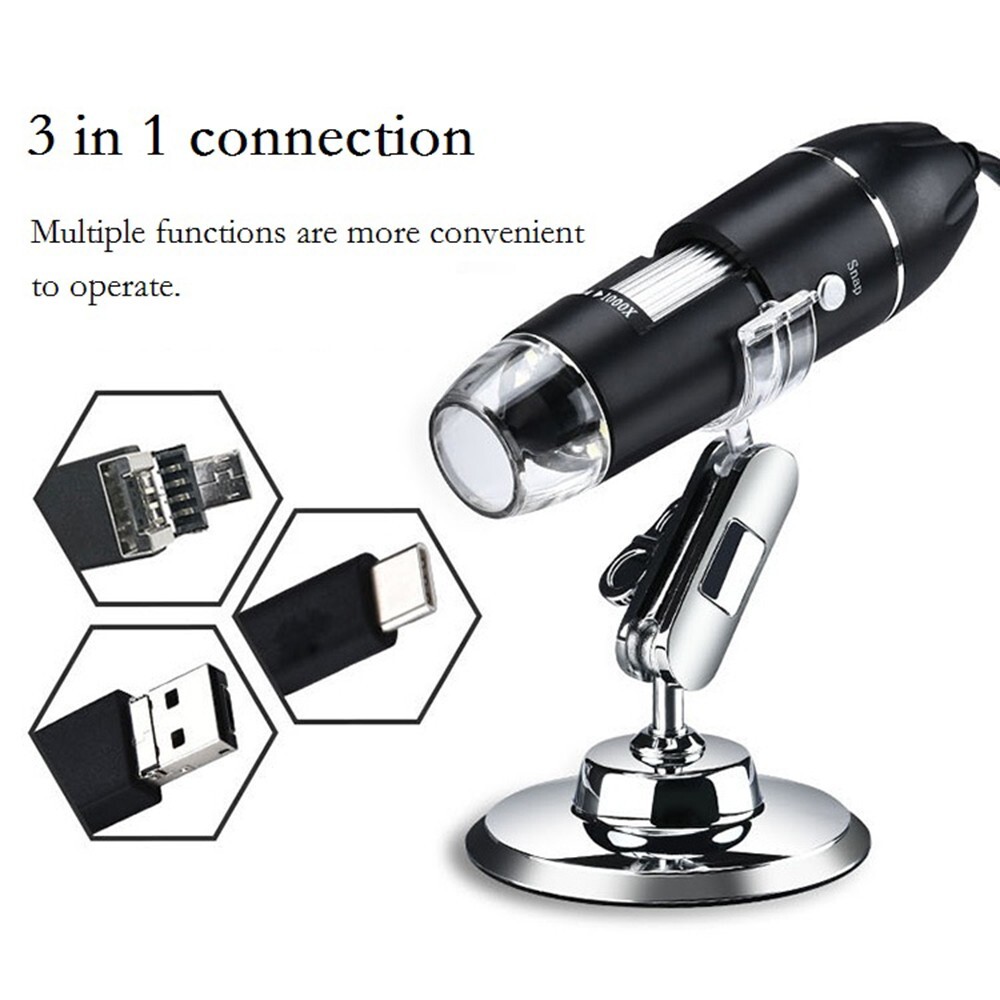 1600X Focus Microscope 3in1 HD Digital Microscope Electron USB Microscope