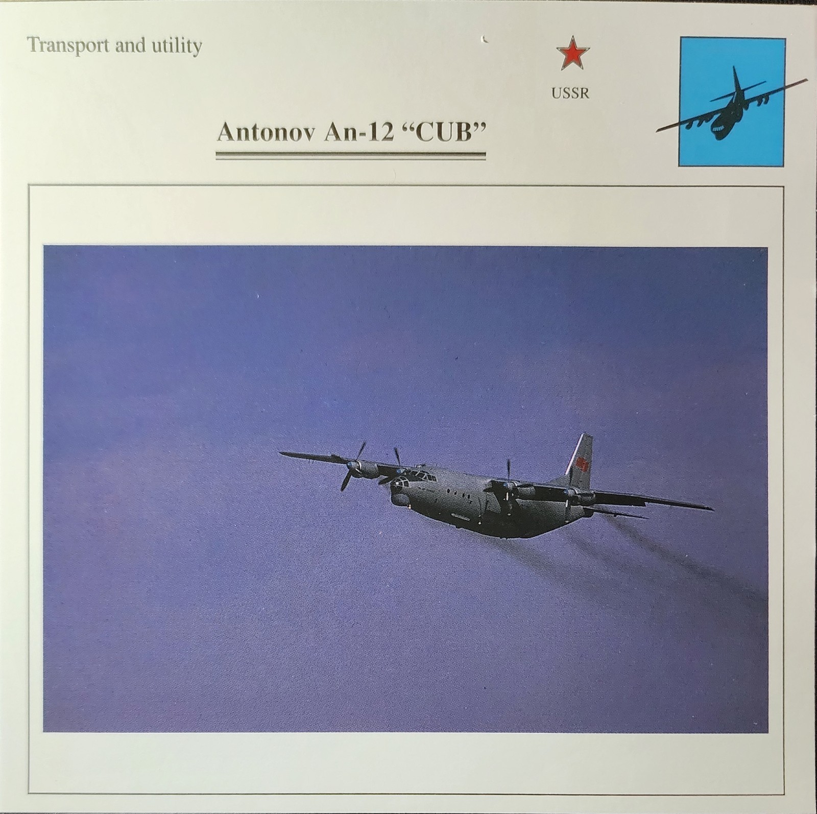 Antonov An 12 Plane Picture Original Vtg Detail Info Aircraft Collector Card