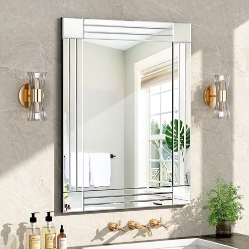 Decorative Wall Mirror Gorgeous Silver Mirror for bedrooms, 28"L x 20"W Silver5