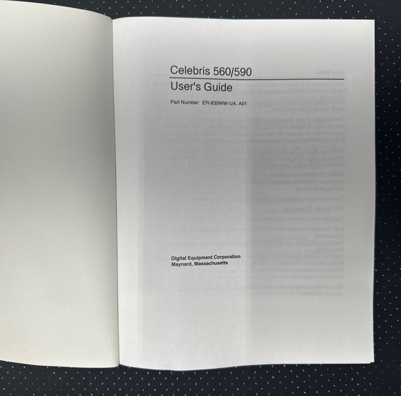 DEC / Digital Equipment Corp Celebris User's Guide Manual