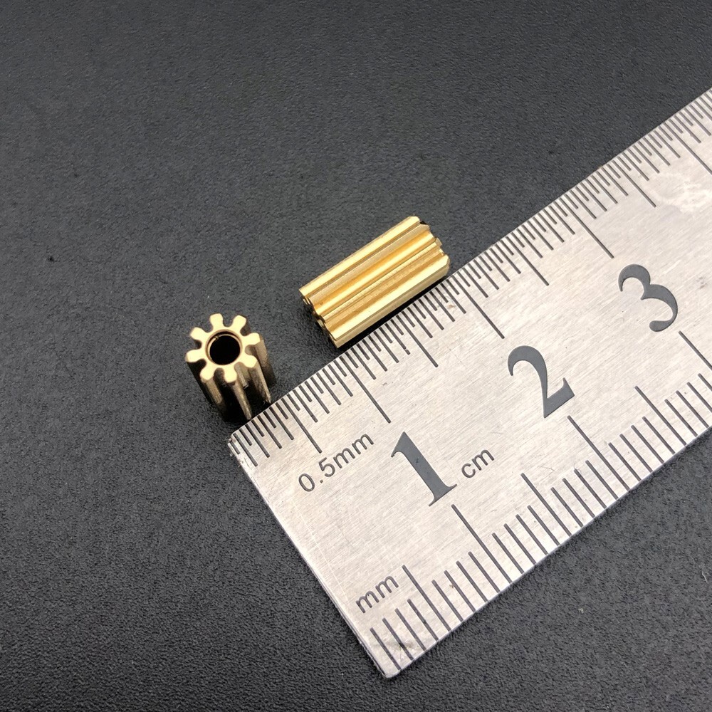 1PC 0.5M 8T2A Brass Spindle Gear Spur Bore 2MM 1.98MM 2A 8 Teeth Lengthen L 10MM