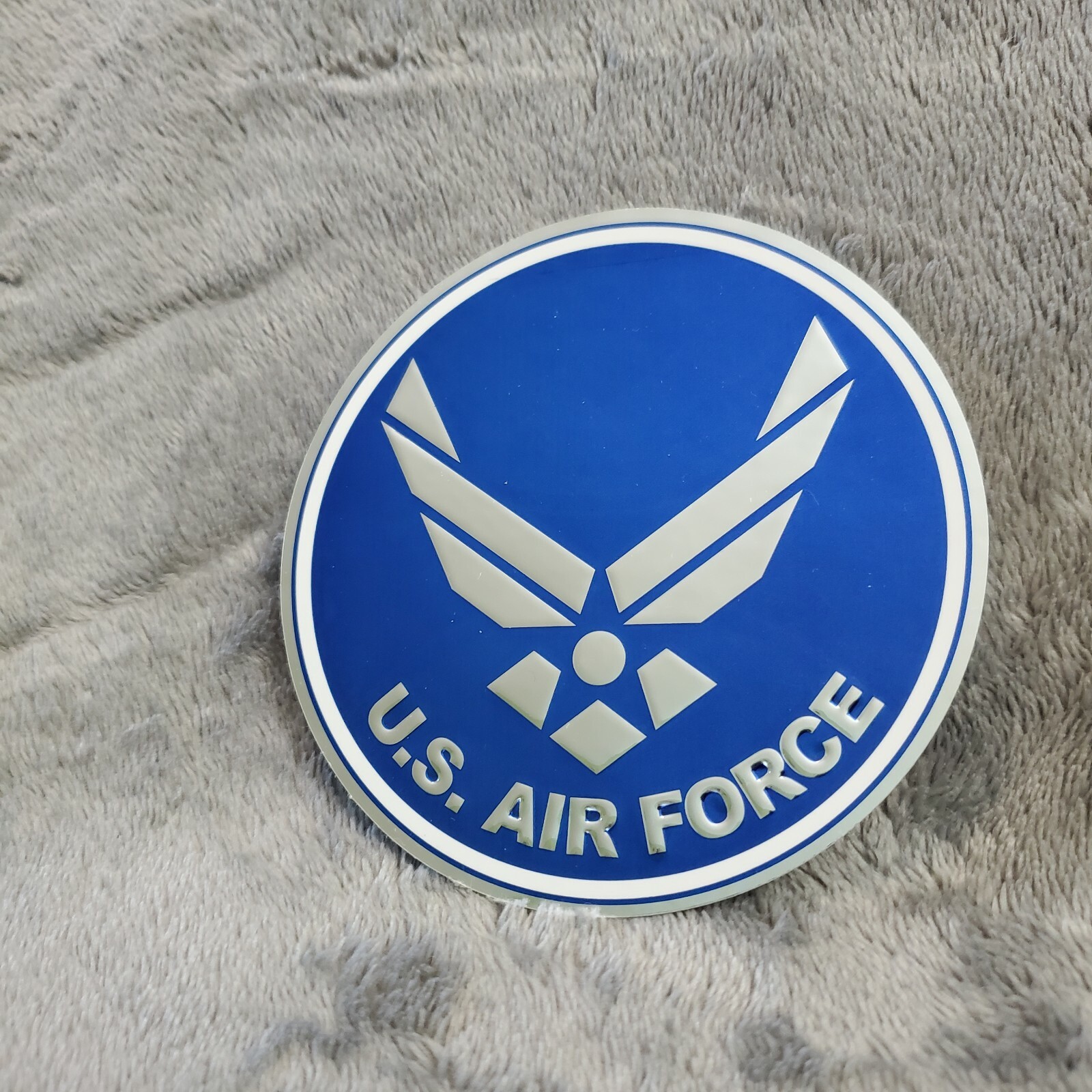 U.S. AIR FORCE 4" DIAMETER STICKER DECAL, METALLIC BLUE, SILVER CHROME MIRROR!