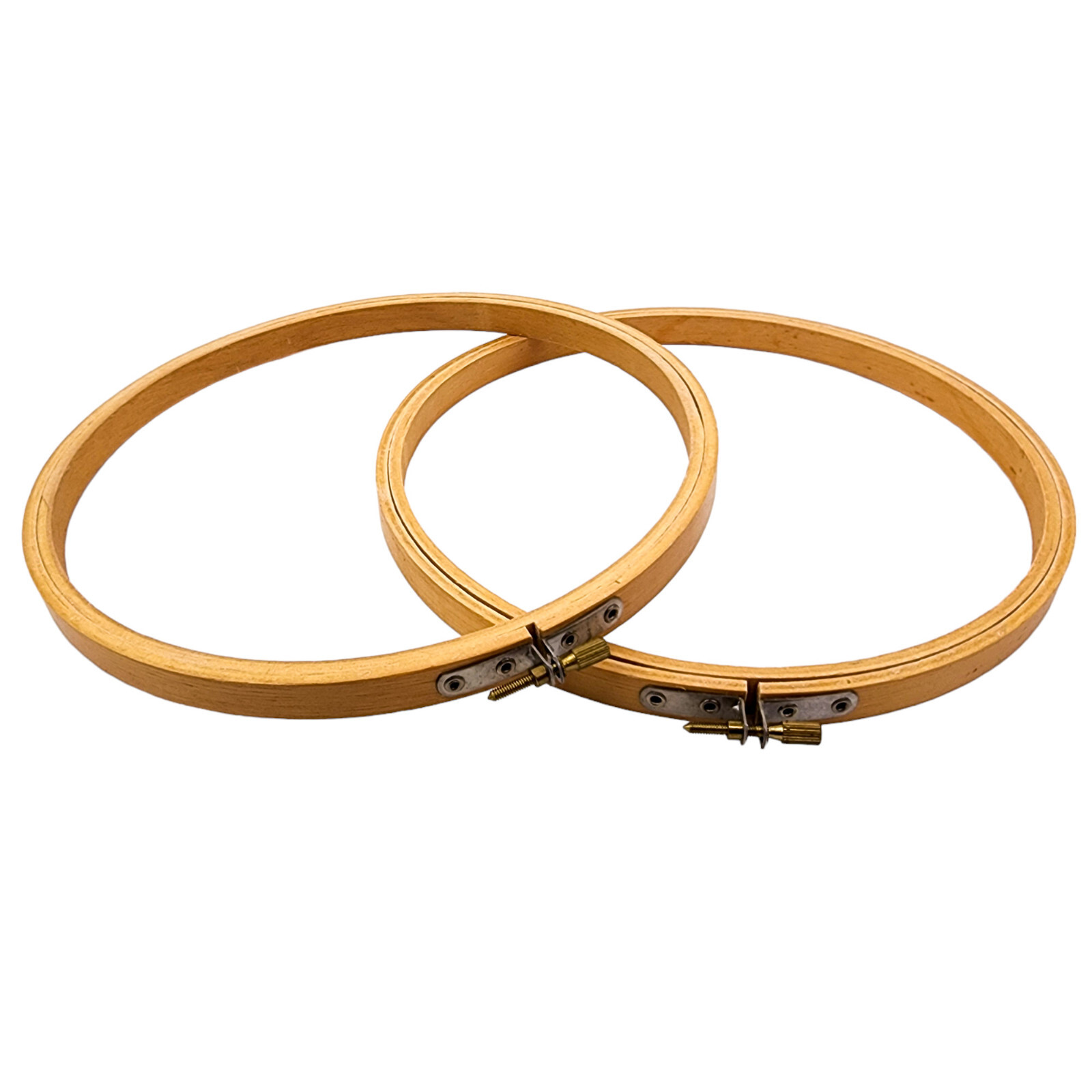 Vintage Wooden 8" Round Embroidery Quilting Hoops with Screw Tension Lot of 2 b