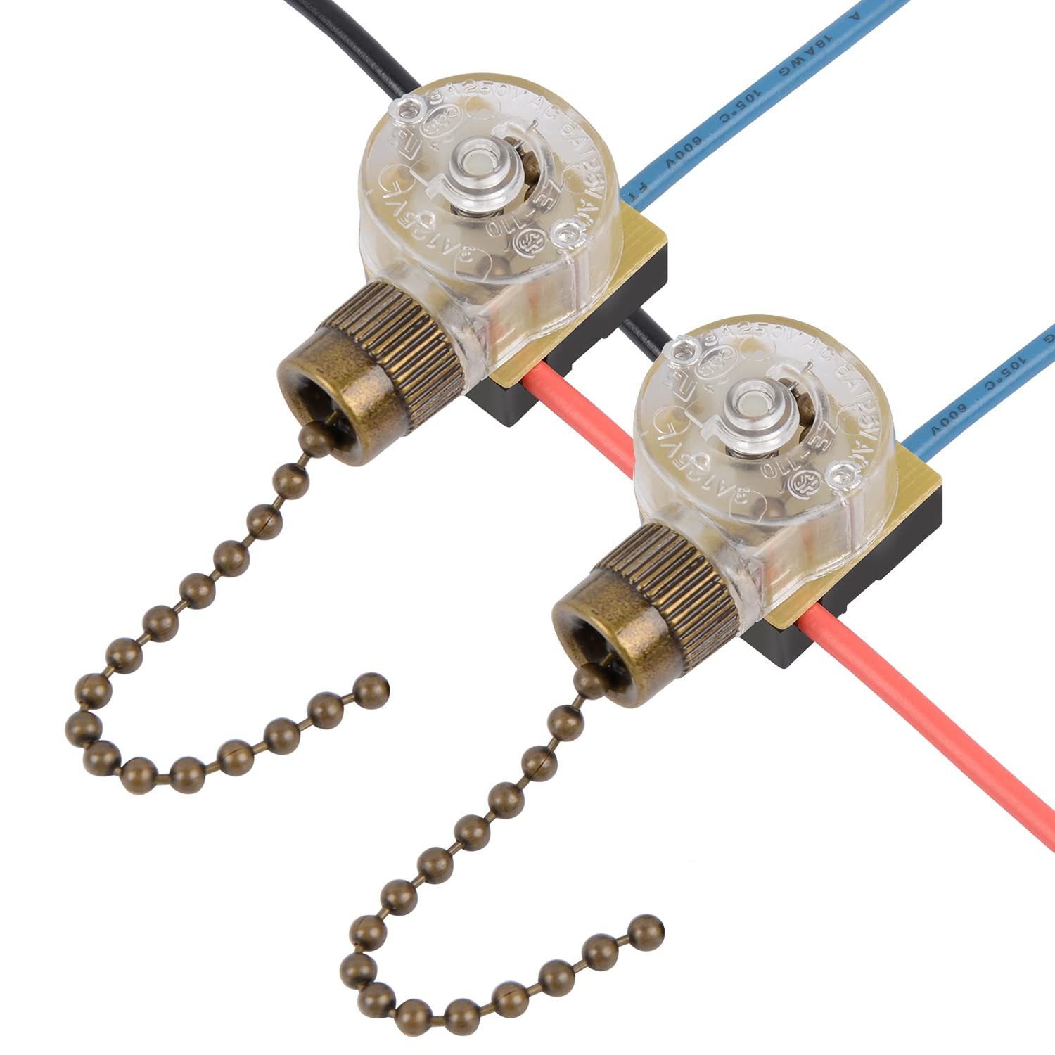 2 Pcs Bronze ZE-110 3 Wire Ceiling Fan Light Switch Replacement