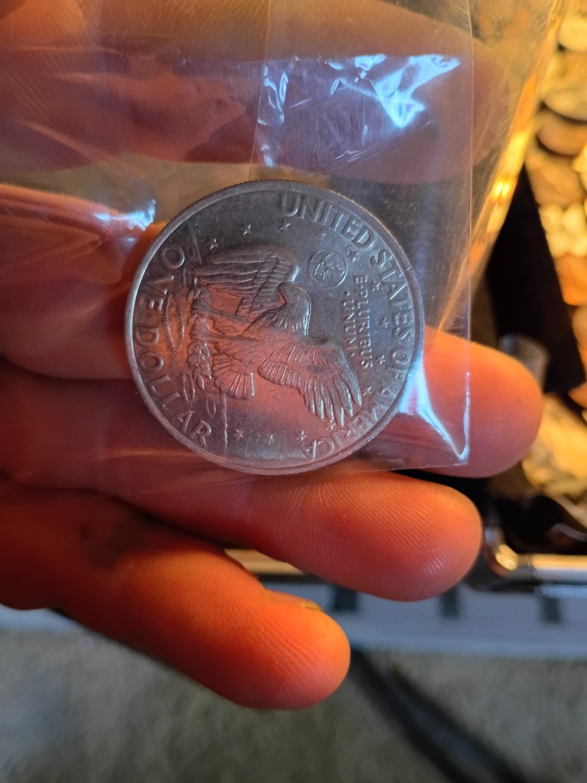 1971-D Kennedy Half Dollar Double Die Reverse Spitting Eagle Smudged Mint mark