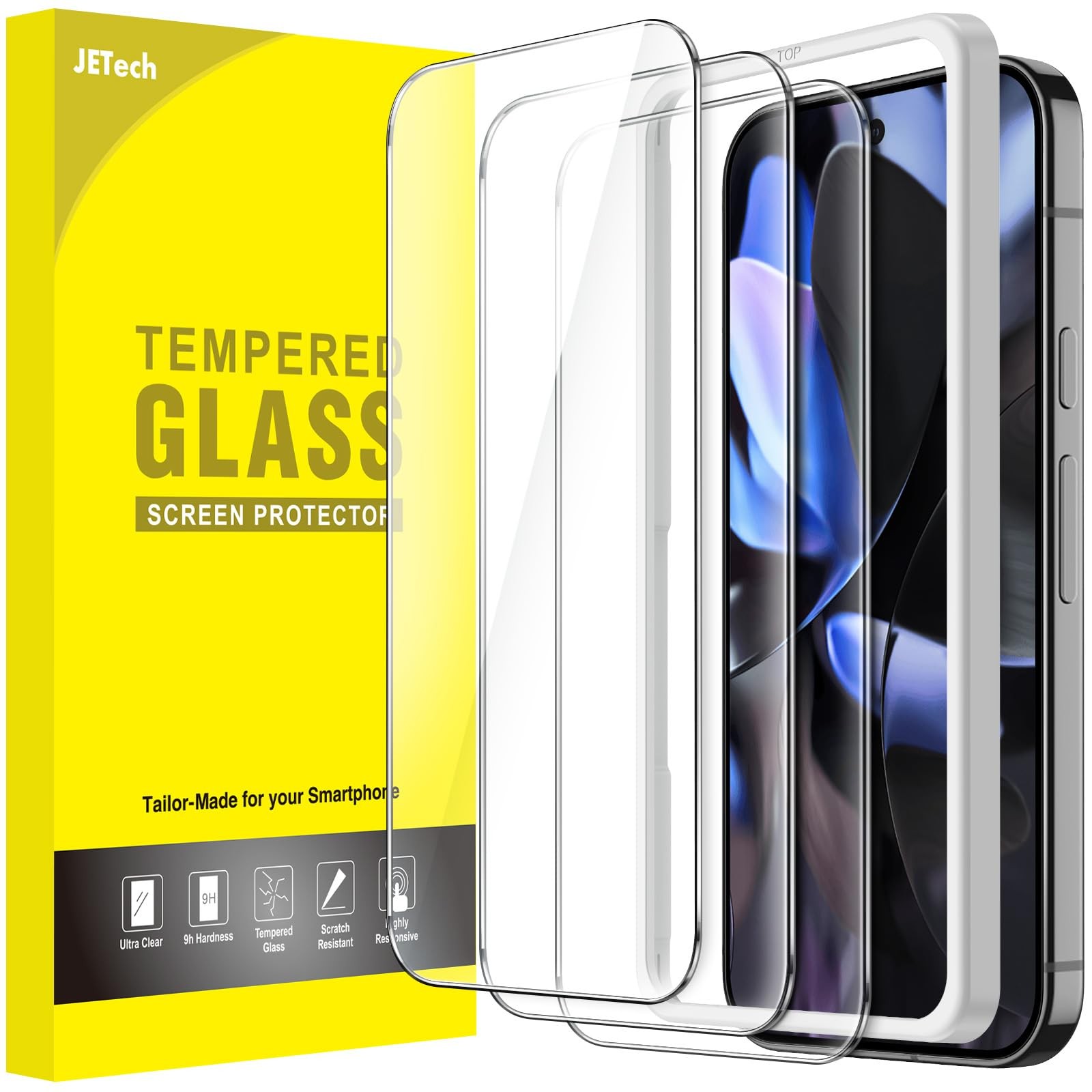 JETech Screen Protector for Google Pixel 10/10 Pro/9/9 Pro, Clear