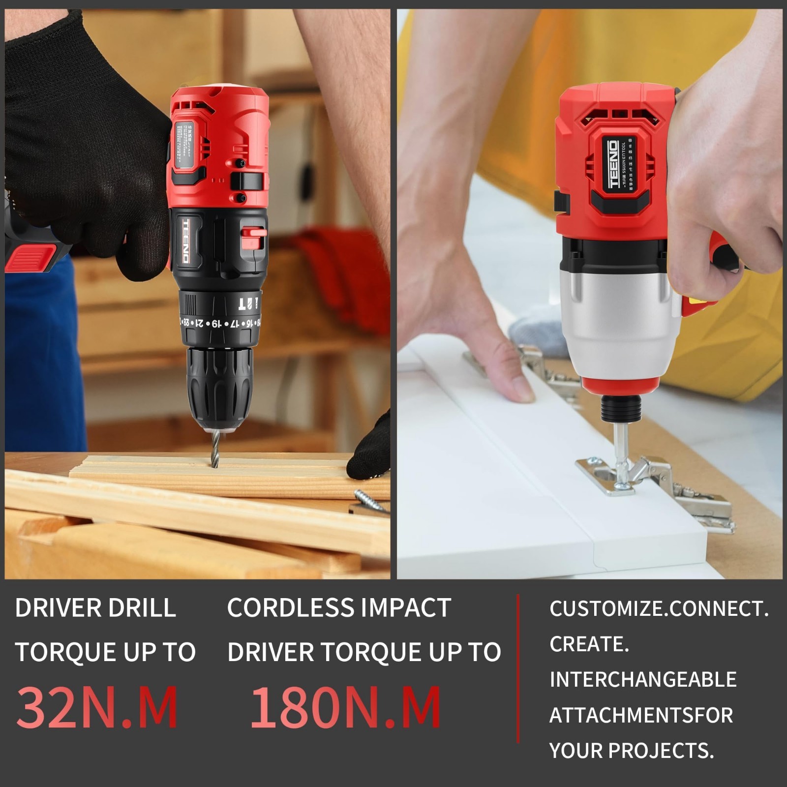 20V Brushless Cordless Drill & Impact Driver Combo Kit, 2x Batteries, 19 Bits, C