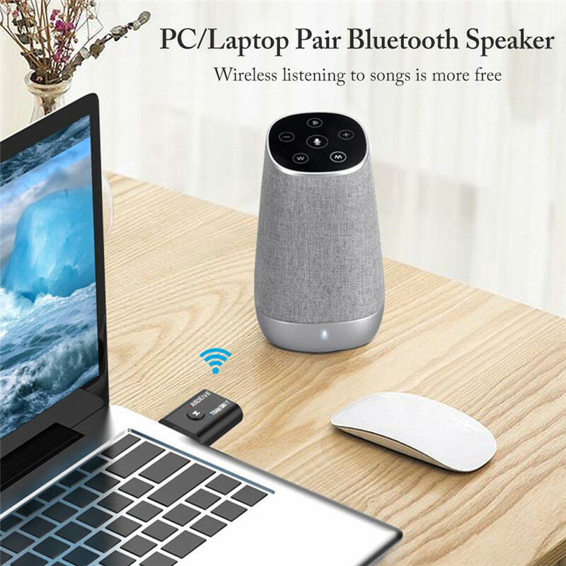 2in1 Bluetooth 5.0 USB Audio Transmitter Receiver Adapter Wireless for Car TV PC