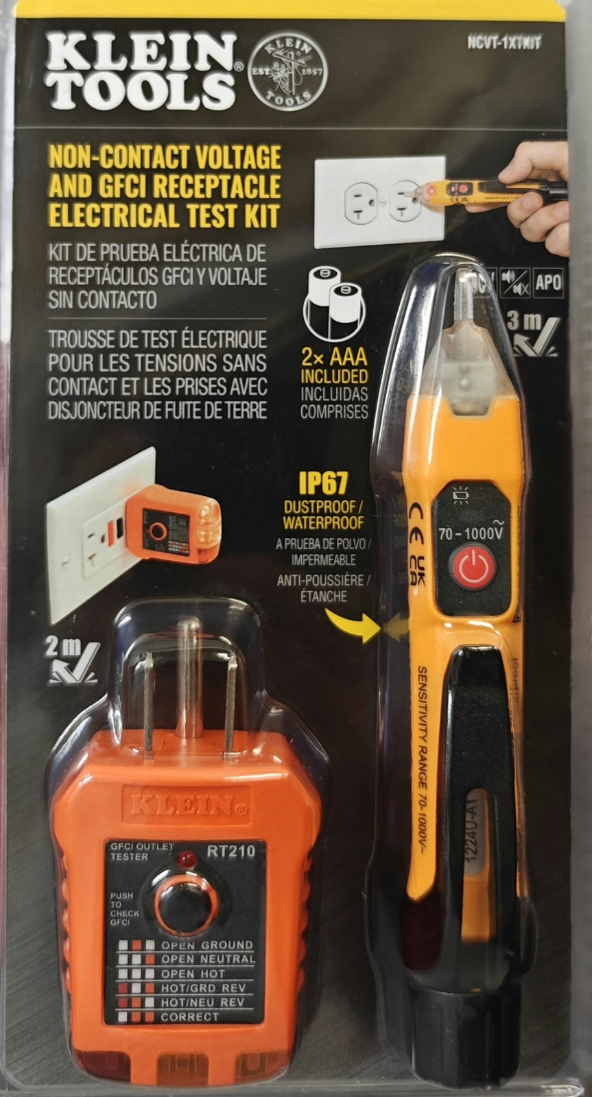 Klein Tools NCVT-1XTKIT Non-Contact Voltage and GFCI Receptacle Test Kit New