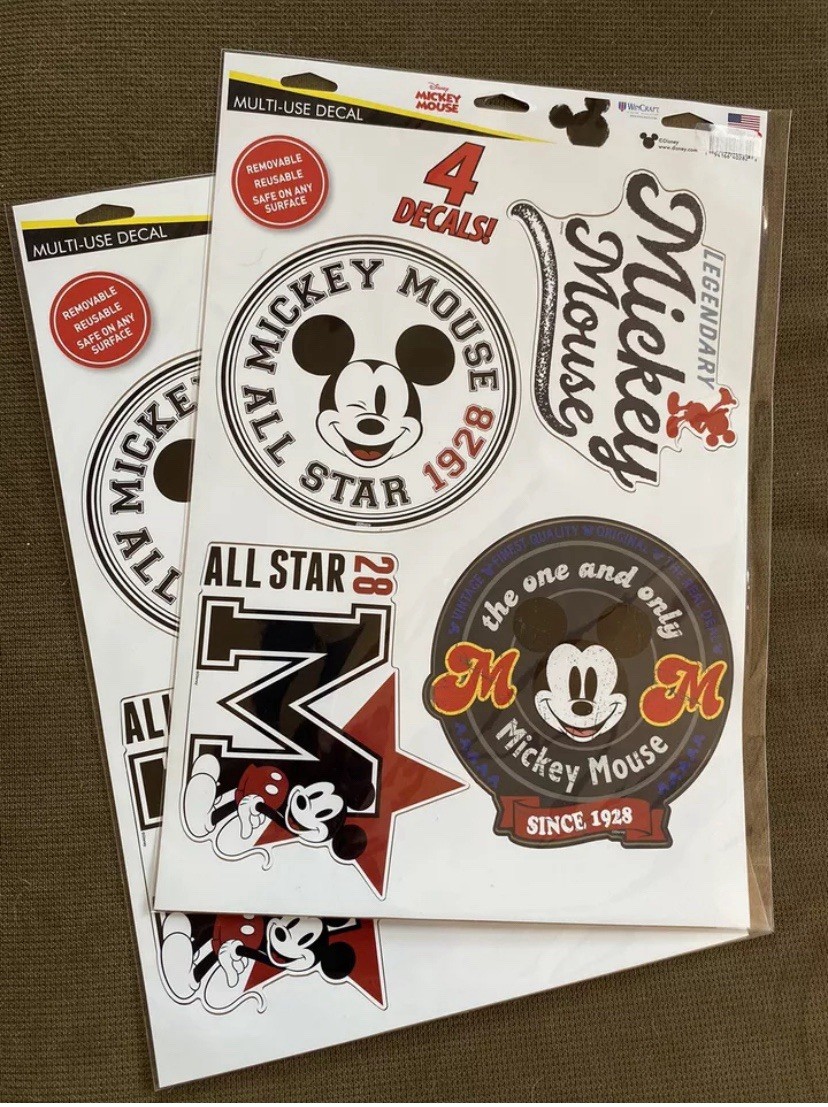 Disney Mickey Mouse Multi-Use Decals. Removable. Reusable. Two Sets of Four.