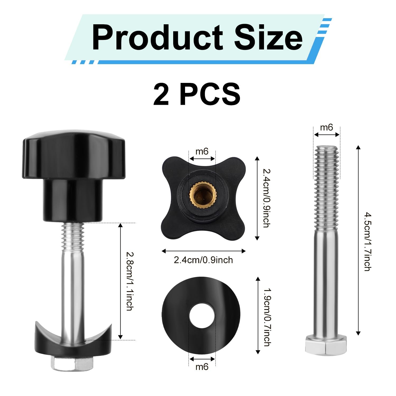 2 Sets Rollator Walker Replacement Arm Adjustment Knobs for Drive Rollator
