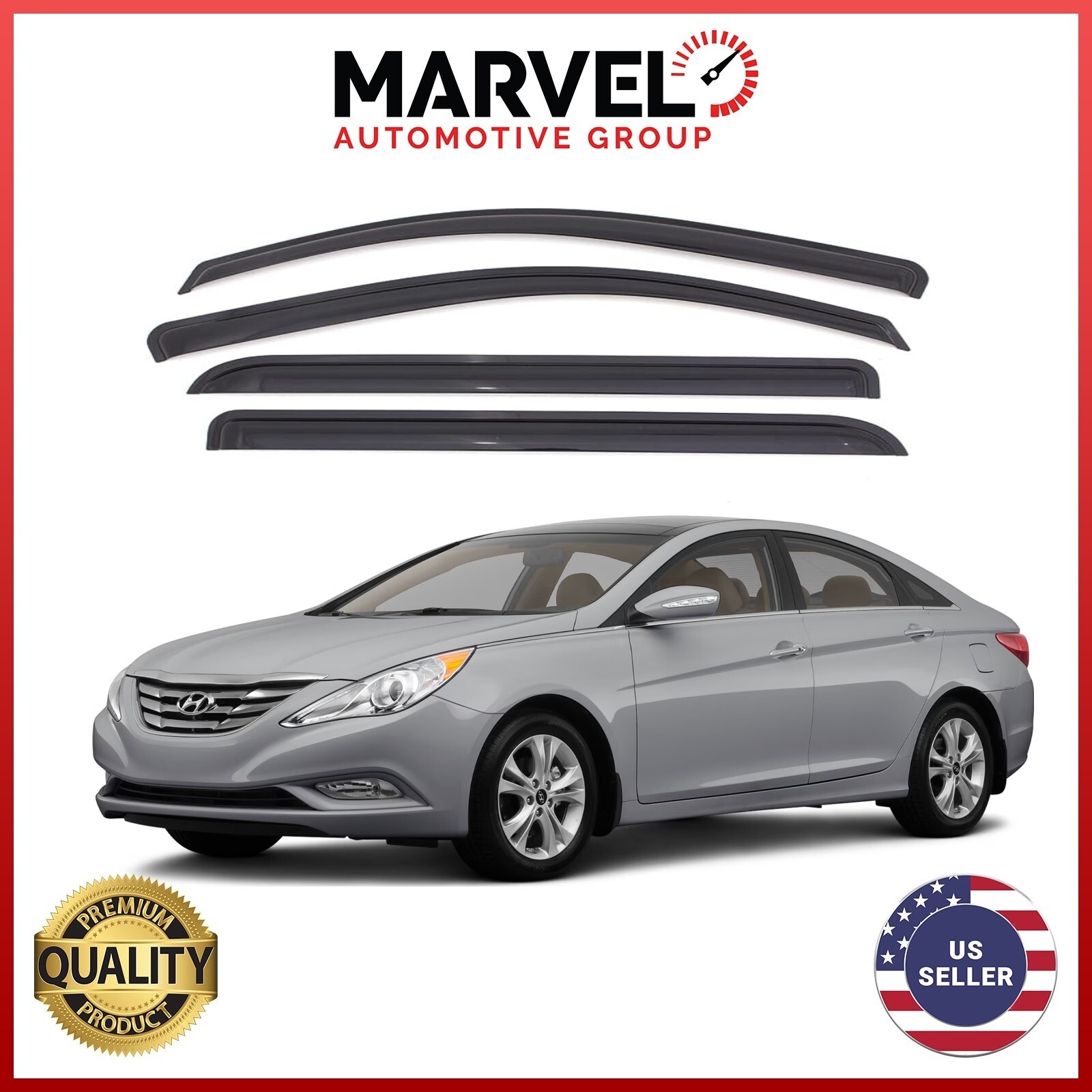 Out-Channel Window Vent Visor Rain Guard Deflectors for Hyundai Sonata 2011-2014