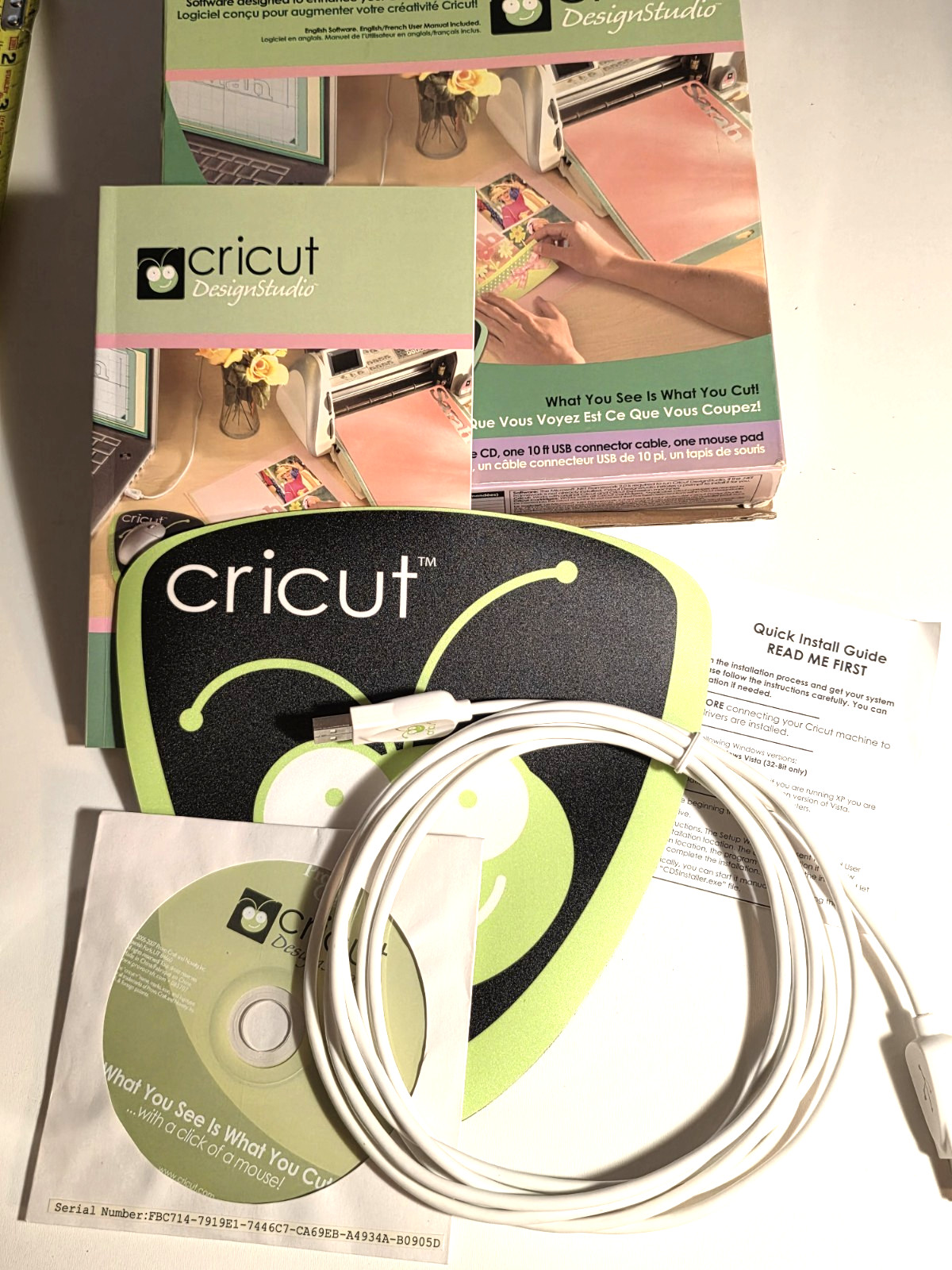 Cricut Provo Craft Design Studio Bonus Pack CD Mouse Pad & USB Cable